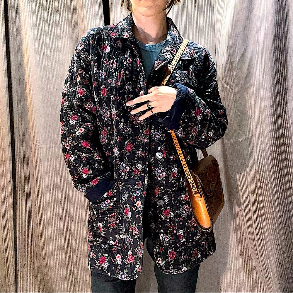 Handmade quilted floral coat chore jacket // size large // one of a kind!